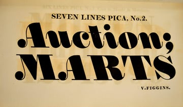A left-leaning fat face italic by Figgins type foundry, early nineteenth century.