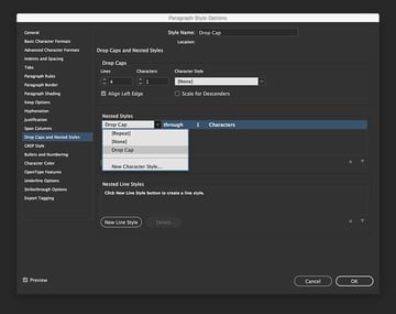 create a drop cap paragraph style