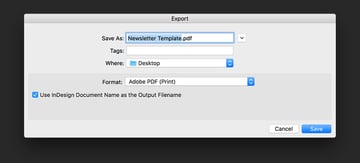 export a PDF file