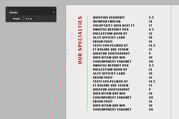 add a stroke between the section title and the menu items