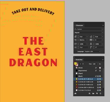 create a text frame to add the name of the restaurant