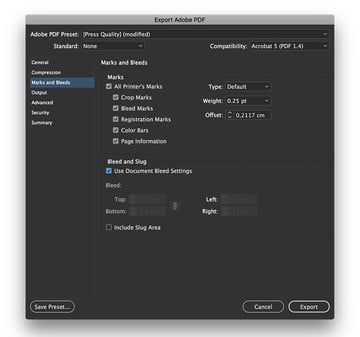 check all printers marks and use document bleed settings