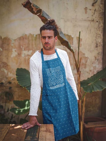 Man Wearing an Apron Mockup