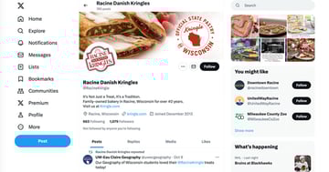 This Twitter bio includes links to the companys website and Facebook page