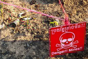 A M42 cluster submunition found near Preah Vihear temple after a clash between Cambodia and Thailands army