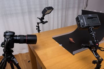 A tabletop studio is enough for most purposes The use of LED panels allows to work whenever the photographer wants