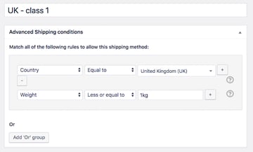 Definition of shipping class