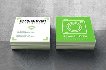 Square Photographer Business Card Design on Envato Elements