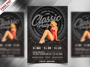 Vintage Style Party Flyer Design PSD