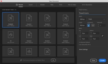 Creating new document in Adobe Illustrator