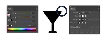 Stroke and color settings in Adobe Illustrator