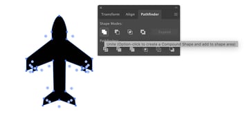 Unite plane icon shapes