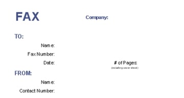 Blank Cover Sheet Fax Template with Company Name