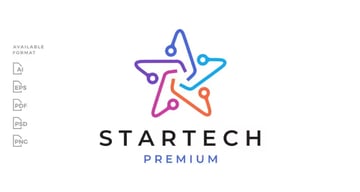 Tech Star in Logo Template (AI, EPS, PDF, PNG, PSD)