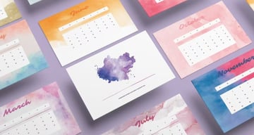 Watercolor Blank Printable Calendar Template