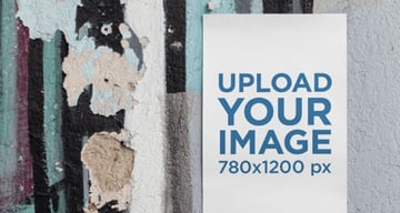 Mockup Template of a Poster Taped to an Old Wall