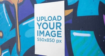 Vertical Poster on a Graffiti Wall Mockup