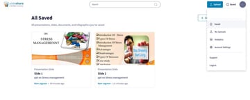 Go to the Saved menu to explore slides that you’ve clipped.