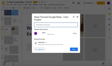 How to use Google Slides sharing settings.