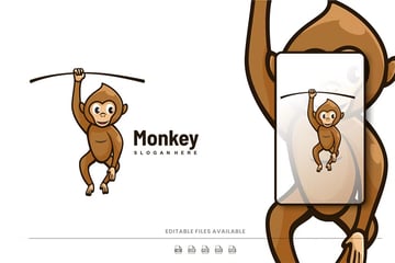 Cartoon Monkey Logo (AI, EPS, JPG, PDF, PNG, PSD)