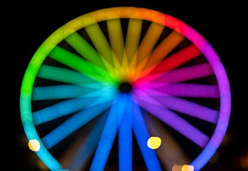 Blurry Colorful Neon Ferris Wheel