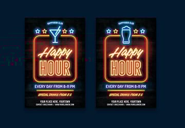 Happy Hour Neon Flyer