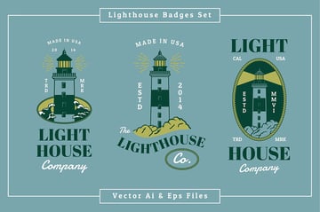 Lighthouse Badge Logo Design Template