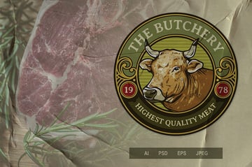 Butchery Create Emblem Logo Template