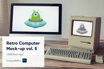 1 Retro Computer Mockup Template Vol. 5