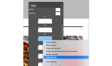 Hide spreads InDesign panel