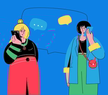 Phone Conversation - Flat Design Illustration