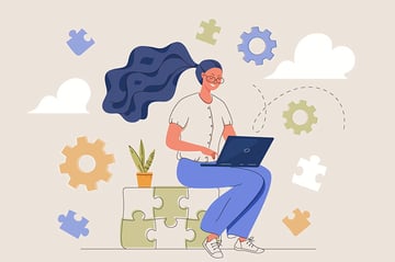 Freelance or Remote Work at Computer.