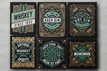 Set of 6 Vintage Labels for Packing