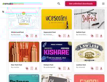 A selection of premium fonts from Envato Elements
