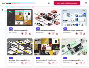 New Simple Google Slide Theme Templates from Envato Elements