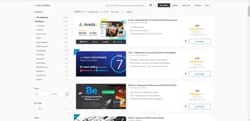 A look at a few of the bestselling themes on ThemeForest includes Avada, The7, Betheme, and Enfold.