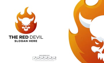 Devil Fire Gradient Skull Logo
