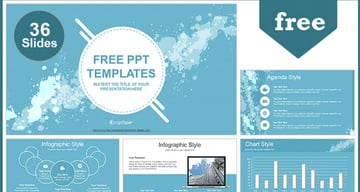 Water Colored Splashes PowerPoint Template