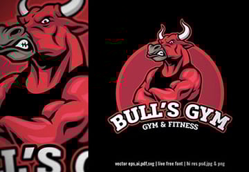 Bull Bodybuilder Gym Fitness Logo