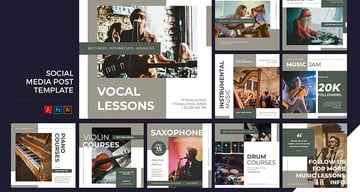 Music Lesson Social Media Kit PSD & AI