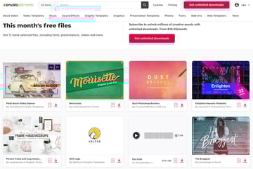 Get 12 free unique monthly files from Envato Elements