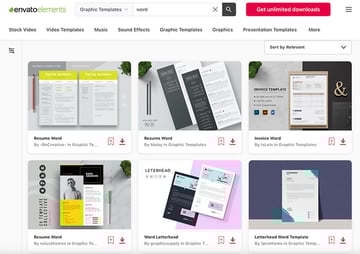 Envato Elements' selection of premium fact sheet templates in MS Word