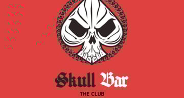 Biker Bar Logo Generator With Skull Ace Clipart