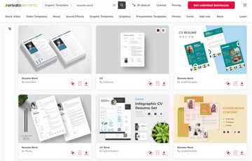 Professional CV format Word DOC Templates from Envato Elements
