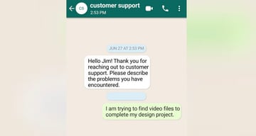 Beige background with white and green text bubbles and black text on top. Green header resembling a text message service screen.