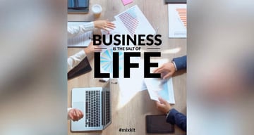 Image of a desk with hands, papers, and electronic devices. Big black text on top.