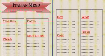 Italian Food Menu Template