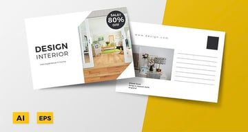 Interior Postcard Template for Illustrator (AI, EPS)