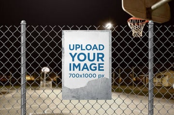 Sign Mockup Featuring a Basketball Court