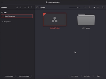 How to use DaVinci Resolve: the opening screen.